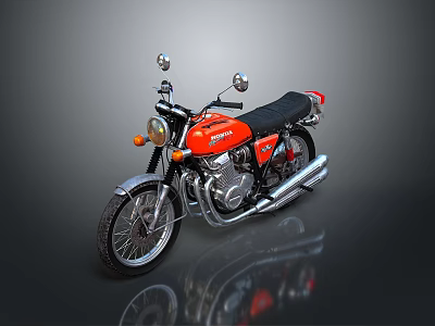 Vintage Red Classic Motorcycle With Chrome Accents Black Seat And Shiny Exterior 3d model