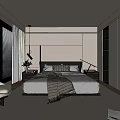Modern Bedroom Interior With Black Headboard White Bedsheets Nightstands And Wooden Flooring