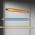 Modern Long Tube Chandelier Design With Yellow Blue And Transparent Hanging Lights