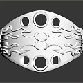 Modern Silver Coffee Table With Intricate Cutout Design And Circular Accents
