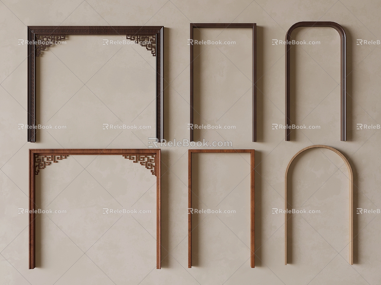 New Chinese Style Door Cover Door Cave Middle Ancient Style Pass Arc Arched Door Chinese Style Lattice Carved Door Cover 3d model