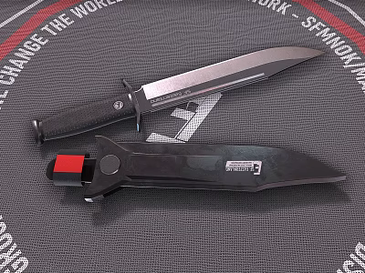 Two Tactical Knives Displayed On Textured Mat 3d model