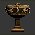 Classical Sculpture Carving With Twisted Handles Golden Decorations Dolphin And Geometric Patterns