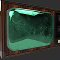 Vintage Retro Television With Wooden Case And Green Screen