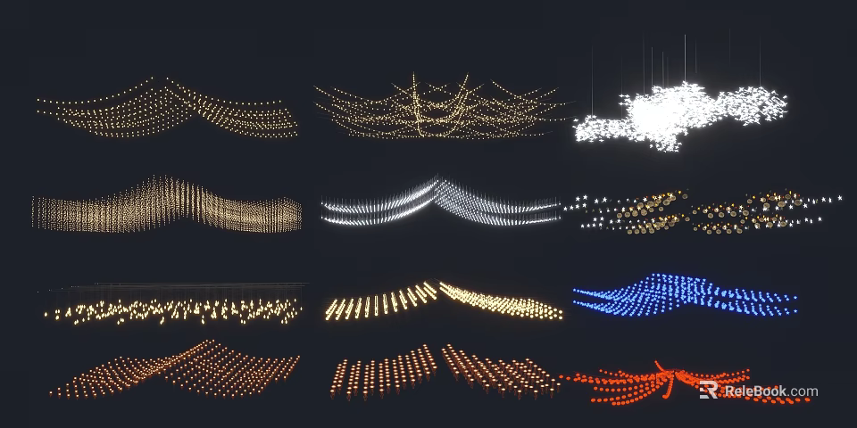 Various Creative Decorative Lights With Different Shapes And Colorful Lighting Effects 3d model 
