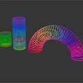 Colorful Spring Designed Modern Furniture With Curved And Cylindrical Structures On Reflective Surface