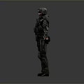 Game Movie Character In Tactical Gear With Helmet Goggles And Utility Pouches Standing Pose