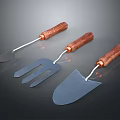 Essential 3 Piece Household Garden Tools With Wooden Handles And Metal Blades