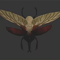 Detailed Dark Bodied Beetle Sculpture With Light Textured Wings As Decorative Piece