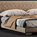Double bed with bedside backrest floor-to-ceiling bed four corner bed 3d model