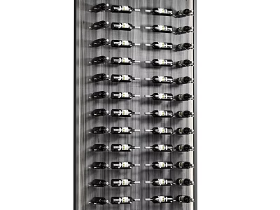 Elegant Modern Wall Mounted Wine Rack With Neatly Arranged Wine Bottles 3d model