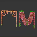 Decorative Flower Arches With Red Garlands Orange Tassels Green Accents And Reflective Base Design