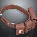 Durable Brown Leather Utility Belt With Two Functional Pockets for Everyday Use 3d model