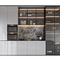 Modern Kitchen Wine Cabinet Design With Glass Doors And Wine Bottles