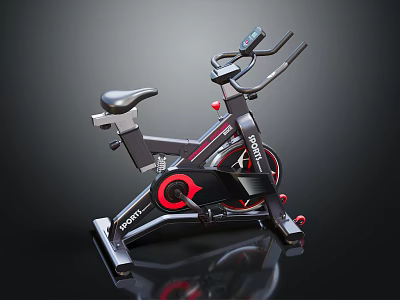 Exercise Bike with Black Red Design and Digital Display Screen for Home Fitness 3d model