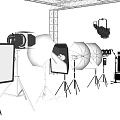 Professional Projection Monitoring System With Security Cameras And Projector Equipment Setup