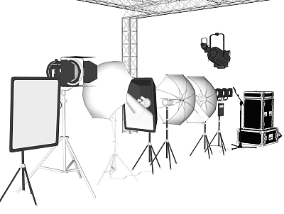Professional Projection Monitoring System With Security Cameras And Projector Equipment Setup 3d model