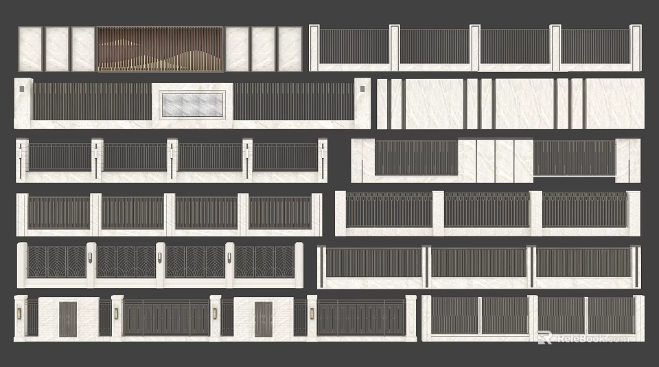 Modern Architectural Railing Designs With Various Grille And Panel Patterns 3d model