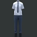 Men's Formal Clothing White Short Sleeve Shirt With Blue Tie And Trousers
