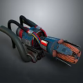 Mechanical Industrial Equipment With Flexible Hoses Metal Components And Colorful Cables