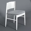 Modern Leisure Chair With Black White Wooden Frame And Checkered Fabric Seat
