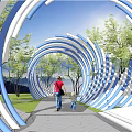 Modern Gallery Frame Landscape Gallery Frame Curved Corridor 3d model