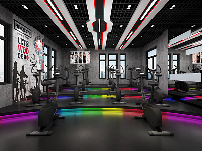 INDUSTRIAL LOFT GYM CYCLES ROOM 3d model