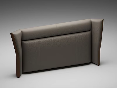 Double Bed Headboard With Gray Leather Upholstery And Wooden Frame 3d model