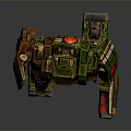 Green And Orange Mech Robot Character With Mechanical Creature Structure And Armored Arms 3d model