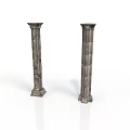 Ancient Style Classical Stone Columns With Intricate Carvings And Decorative Bases 3d model