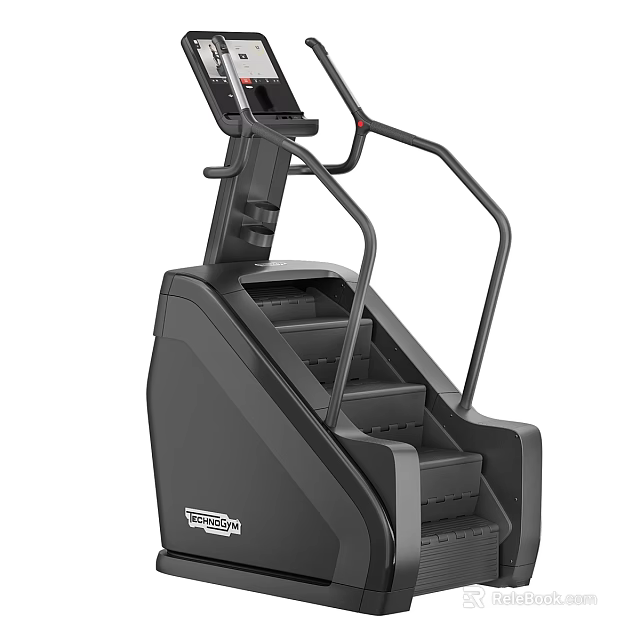 Peloton Black Stair Climber With Handrails And Display Screen For Home Gym Workout Equipment 3d model 