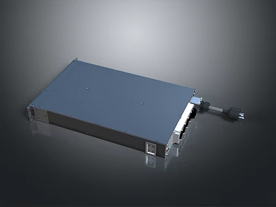 High Performance Computer Server With Blue Metal Chassis And Network Ports 3d model