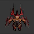 Game Movie Character Red Spiked Demonic Monster With Horns Winged Muscular Fierce Body