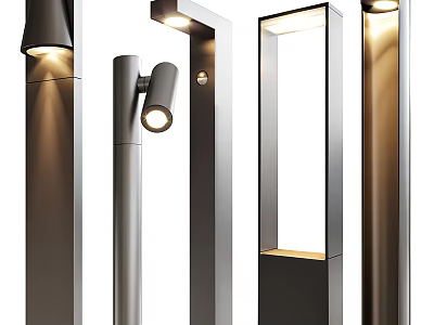 Modern Outdoor Lights With Sleek Metal Design And Various Contemporary Styles 3d model
