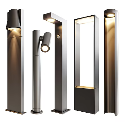 Modern Outdoor Lights With Sleek Metal Design And Various Contemporary Styles 3d model