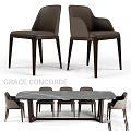 Modern Elegant Dining Table And Chairs Set With Marble Top For Contemporary Spaces 3d model