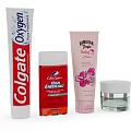 Assorted Cosmetic Products With Pink Floral Hair Care Red Grooming Bottle And Cream Jar