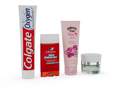 Assorted Cosmetic Products With Pink Floral Hair Care Red Grooming Bottle And Cream Jar 3d model