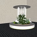 Indoor Landscape Seating On Circular Platform With Green Plants Transparent Structure And Lighting 3d model