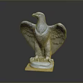 Eagle Sculpture With Spread Wings Standing On Stone Base Against Dark Background With Reflection 3d model