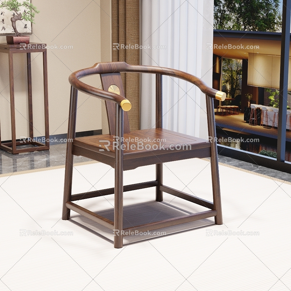 New Chinese Tea Room Tea Table and Chair Leisure Chair 3d model