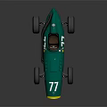 Vintage Green Race Car with Number 17 Yellow Front and Streamlined Design
