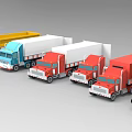 Colorful Truck Models Of Various Types Arranged In A Row With Different Colors