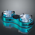 Blue KOKO Two Burner Gas Stove With Black Knobs And Control Panel 3d model