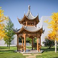 Chinese style pavilion double-layer corner pavilion 3d model