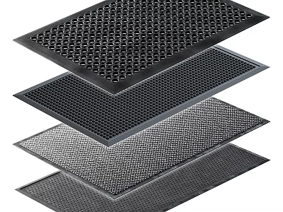 Stacked Textured Grid Floor Mats With Different Hole Patterns And Designs 3d model
