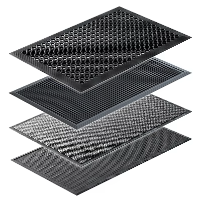 Stacked Textured Grid Floor Mats With Different Hole Patterns And Designs 3d model