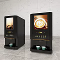 Modern Kitchen Appliances Two Black Coffee Machines With Digital Screens Cups And Marble Wall