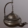 Vintage Bronze Ornament Decor Set with Hanging Teapot Shape Chain and Stand Design