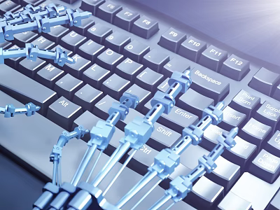 Advanced Automated Commercial Equipment With Robotic Arms Efficiently Operating Computer Keyboard System 3d model